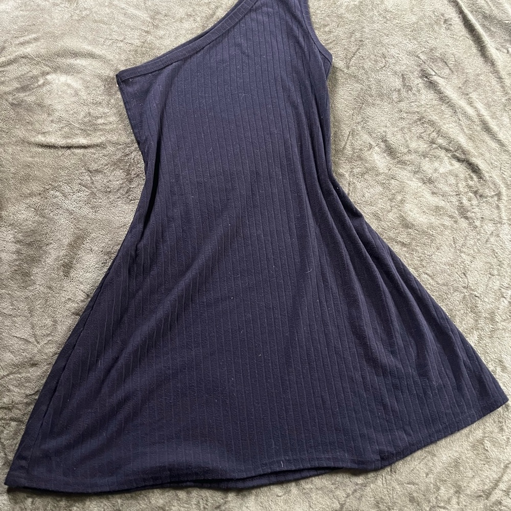 Black Asymmetrical One-Shoulder A-Line Dress